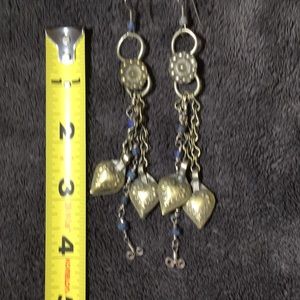 Silver and lapis heart earrings